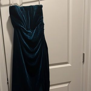 Lulu's Glamorous Celebrations Dark Teal Velvet Strapless Tulip Dress